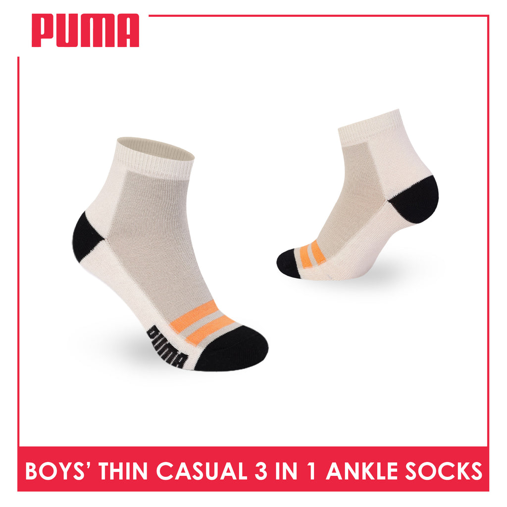 Puma Boys’ Cotton Thin Casual Ankle Socks 3 pairs in 1 pack PBCG612