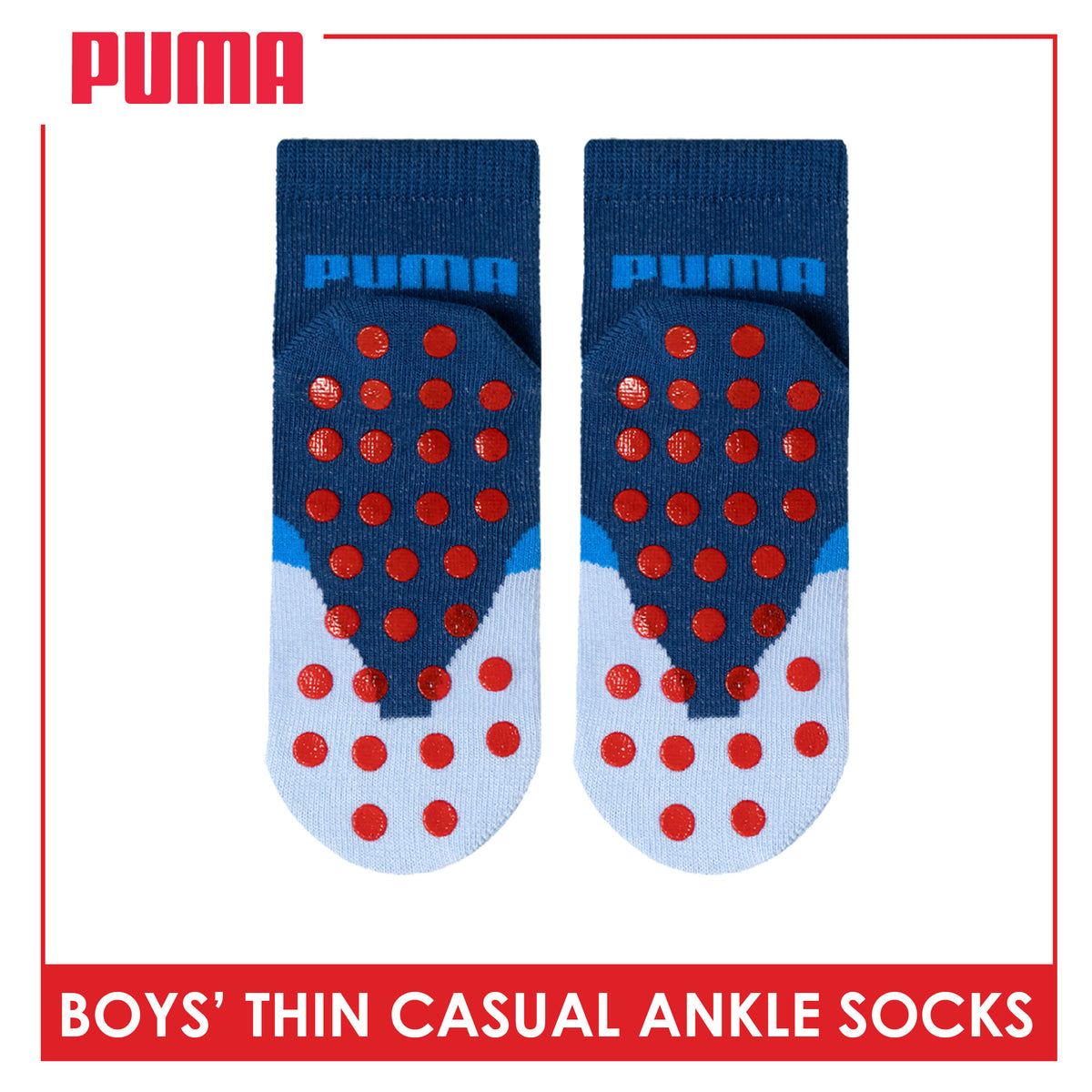 Puma Boys' Gripper Anti Slip Thin Casual Ankle Socks 1 pair PBCR631