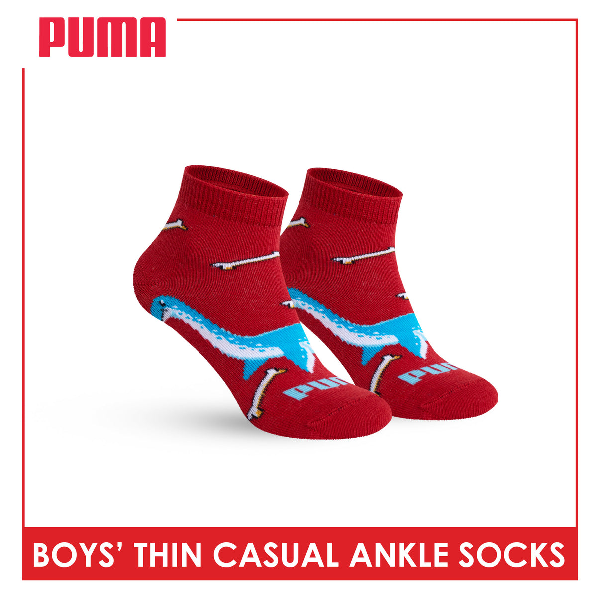 Puma Boys' Gripper Anti Slip Thin Casual Ankle Socks 1 pair PBCR632