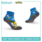 Biofresh | Pokemon Kids Antimicrobial Cotton Thin Casual Ankle Socks 3 pairs in 1 pack PKRBCG633