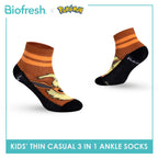 Biofresh | Pokemon Kids Antimicrobial Cotton Thin Casual Ankle Socks 3 pairs in 1 pack PKRBCG633