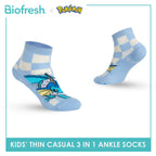 Biofresh | Pokemon Kids Antimicrobial Cotton Thin Casual Ankle Socks 3 pairs in 1 pack PKRBCG633
