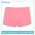 Biofresh Girls’ Antimicrobial Cotton Boyleg Panty 5 pieces in a pack UGPBG621F