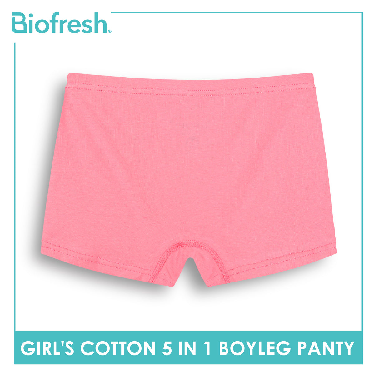 Biofresh Girls’ Antimicrobial Cotton Boyleg Panty 5 pieces in a pack UGPBG621F