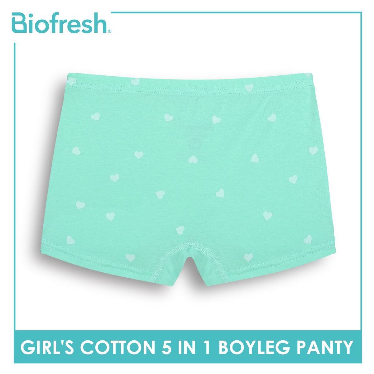 Biofresh Girls’ Antimicrobial Cotton Boyleg Panty 5 pieces in a pack UGPBG621F
