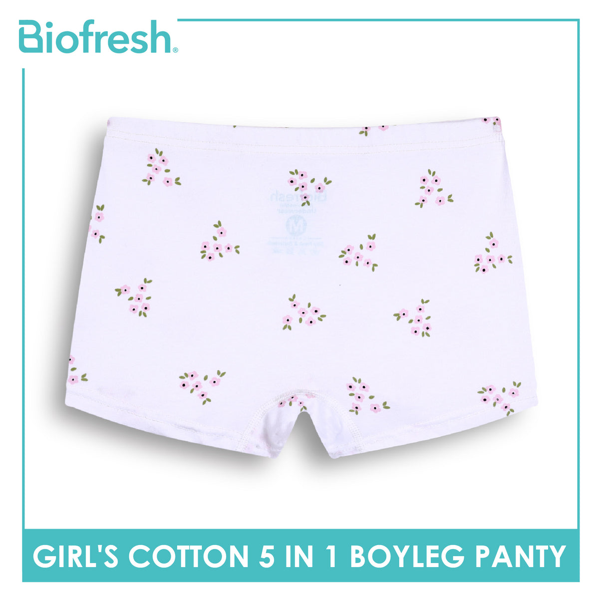 Biofresh Girls’ Antimicrobial Cotton Boyleg Panty 5 pieces in a pack UGPBG621F
