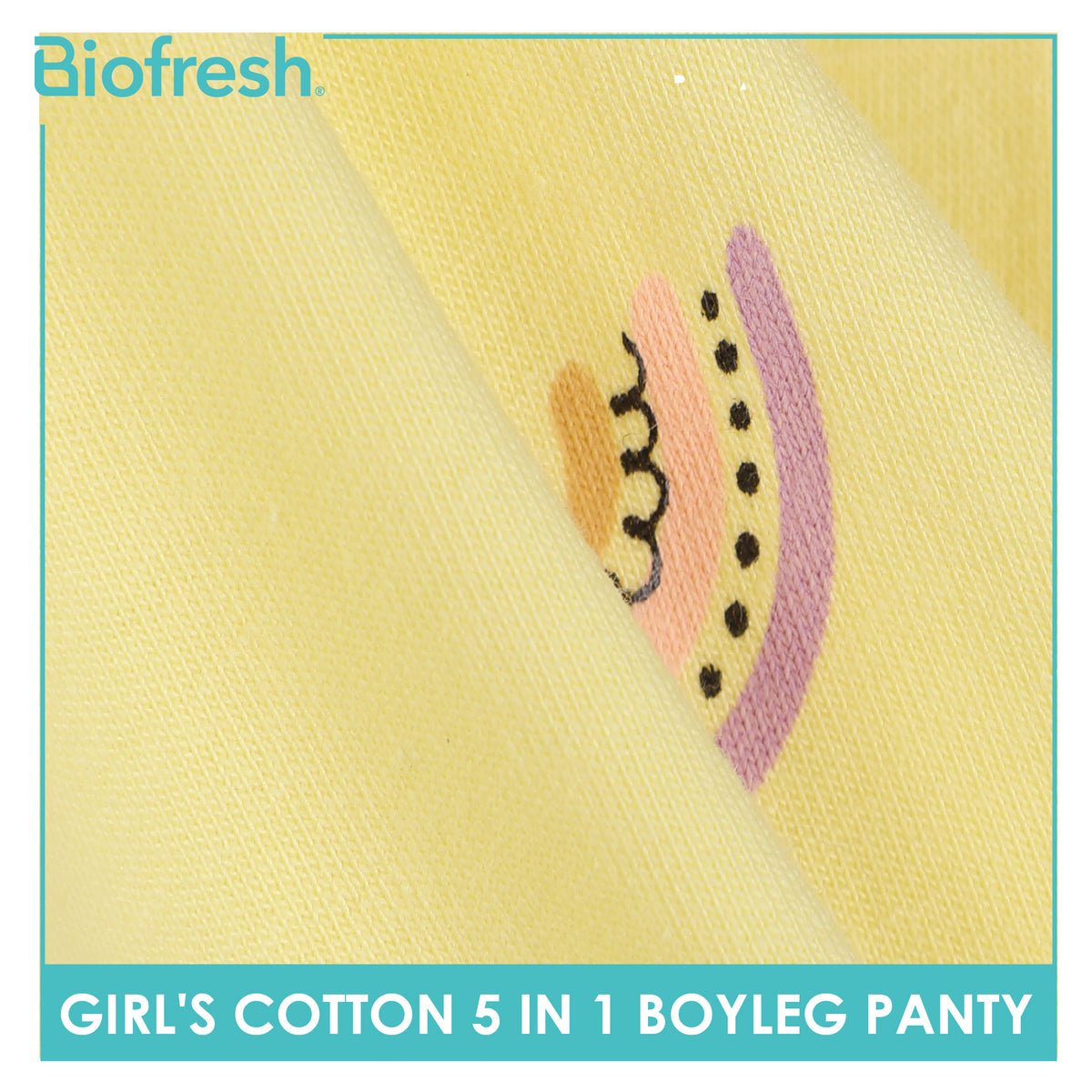 Biofresh Girls’ Antimicrobial Cotton Boyleg Panty 5 pieces in a pack UGPBG621F