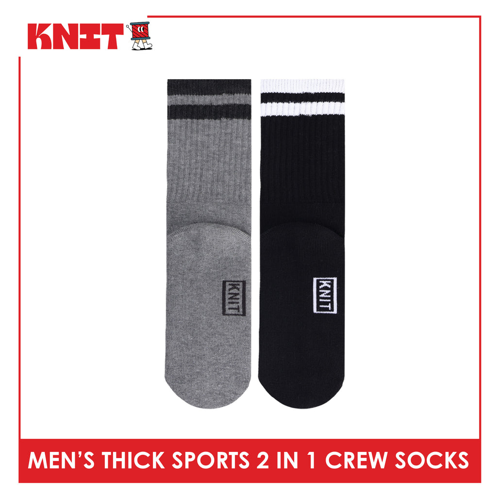 Knit Men's Cotton Thick Sports Crew Socks 2 pairs in 1 pack KMSKG5