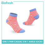 Biofresh Girl's Antimicrobial Cotton Thin Casual Ankle Socks 3 pairs in 1 pack RGCG613