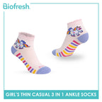 Biofresh Girl's Antimicrobial Cotton Thin Casual Ruffle Ankle Socks 3 pairs in 1 pack RGCG633