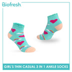 Biofresh Girl's Antimicrobial Cotton Thin Casual Ruffle Ankle Socks 3 pairs in 1 pack RGCG633