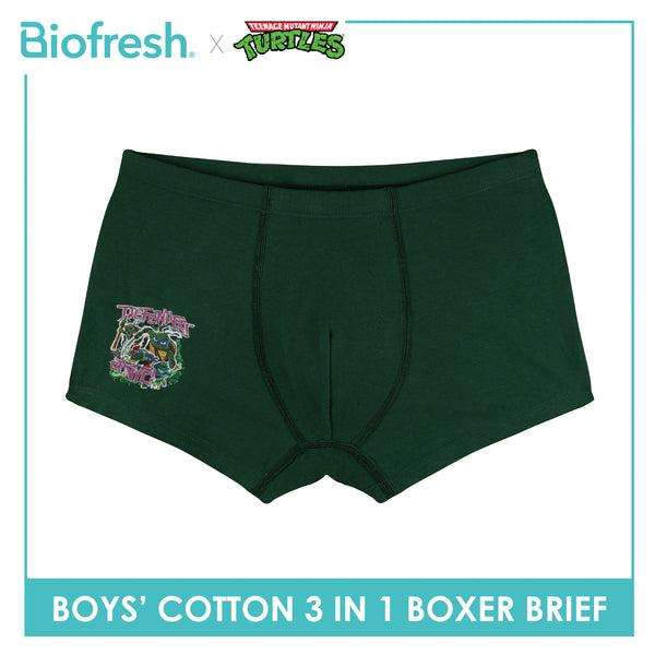 Biofresh | TMNT Boys’ Antimicrobial Cotton Boxer Brief 3 pieces in a pack NTBBBG533