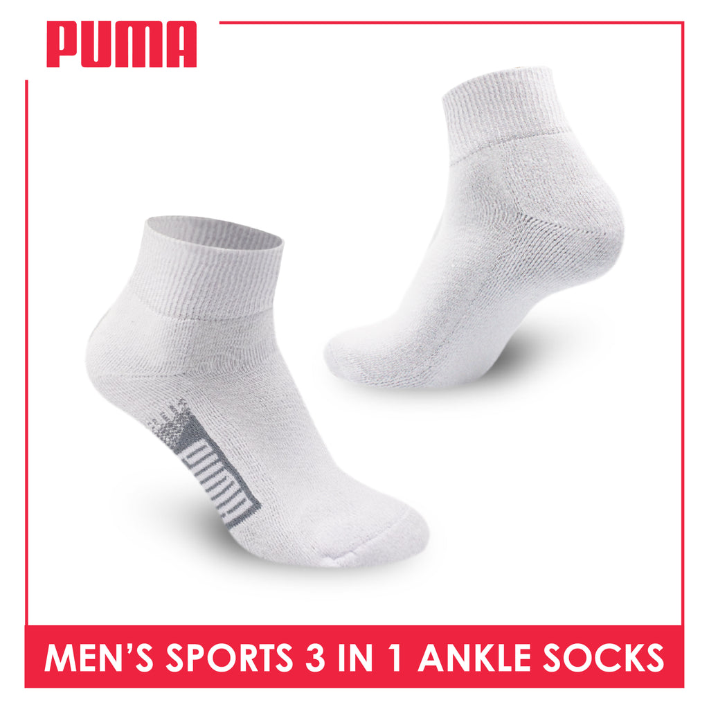 Puma Men's Cotton Thick Sports Ankle Socks 3 pairs in a pack PMSKG9