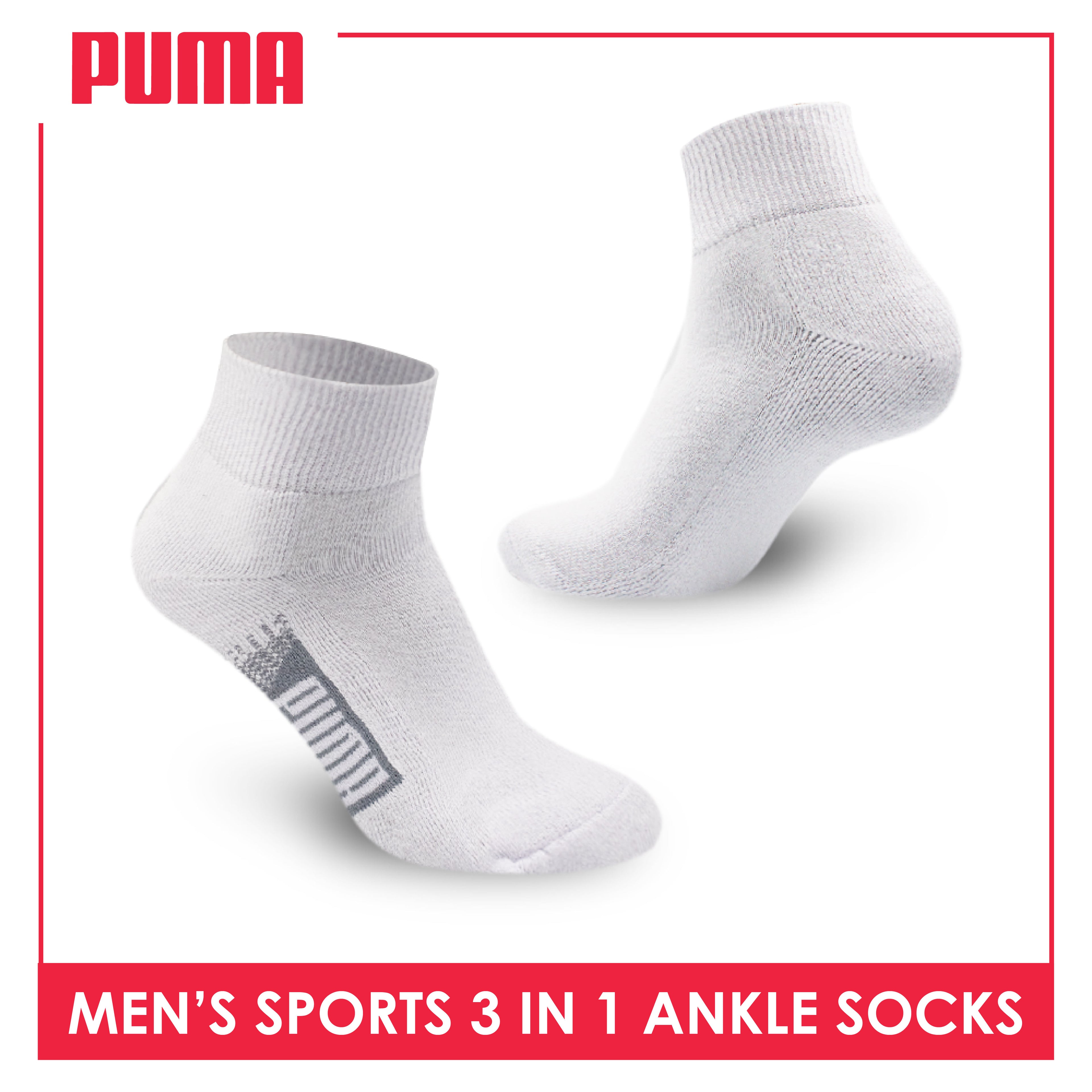 Puma Men's Cotton Thick Sports Ankle Socks 3 pairs in a pack PMSKG9