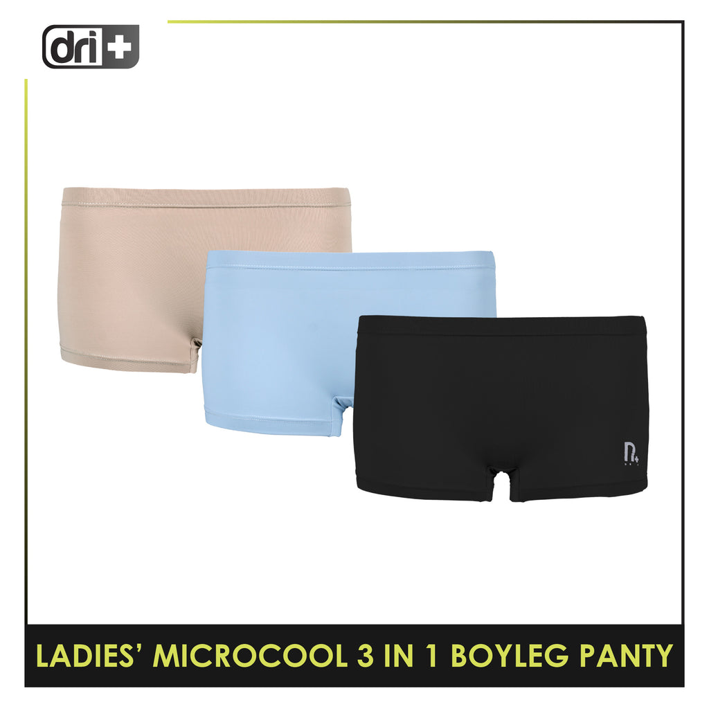 Dri plus Ladies’ Microcool Boyleg Panty 3 pieces in a pack DULPBG511