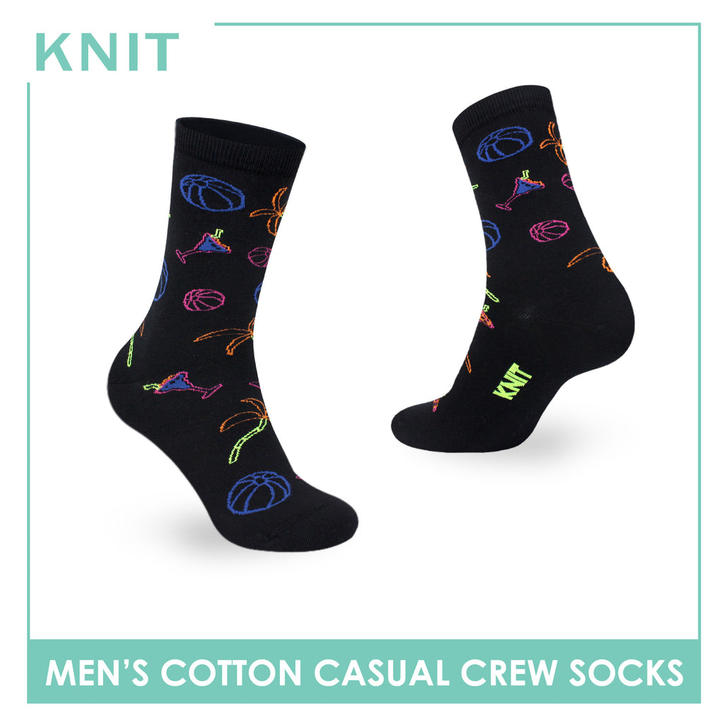 Knit Men's Beach (Black) Cotton Thin Casual Crew Socks 1 pair KMC531