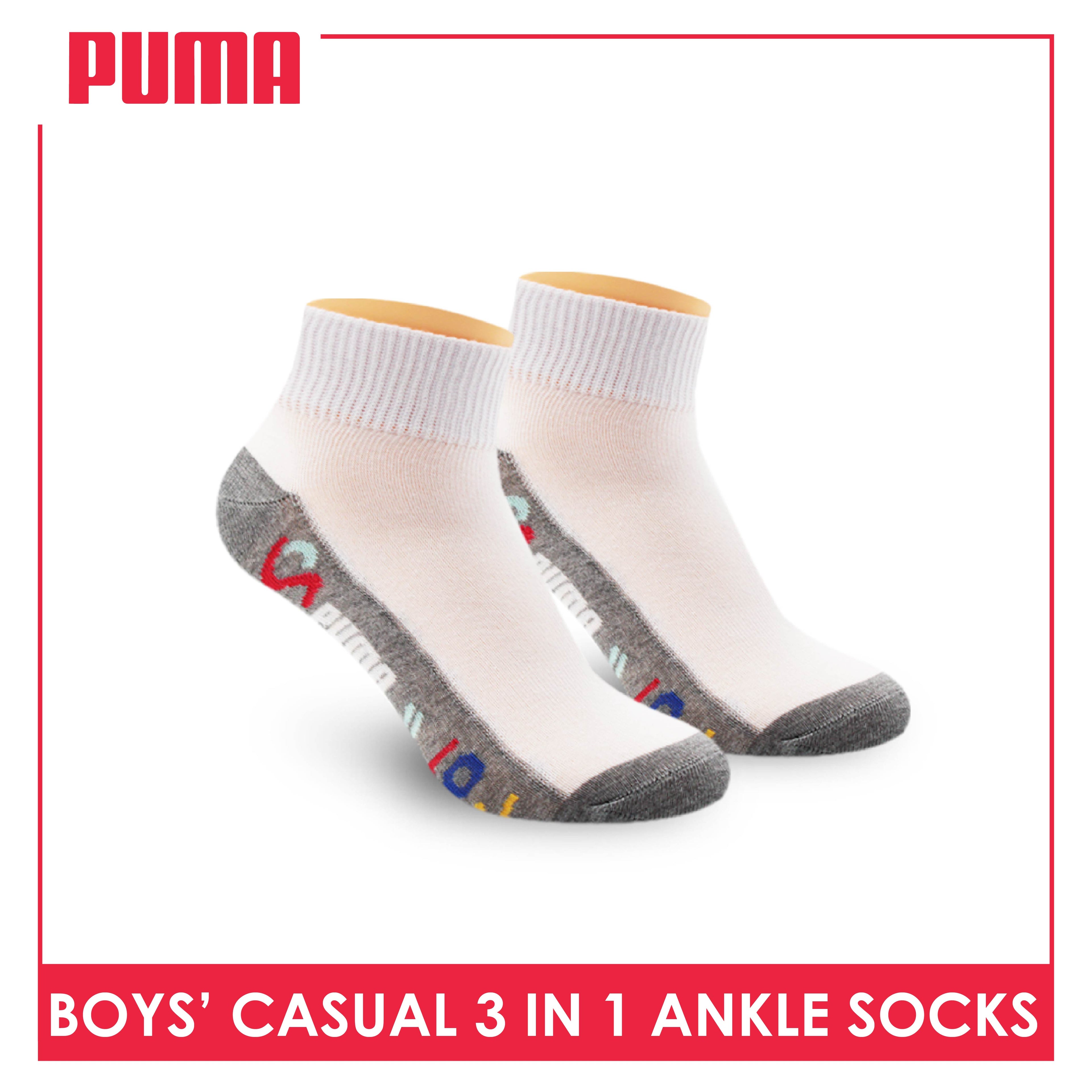 Puma Boys’ Cotton Casual Ankle Socks 3 pairs in a pack PBCKG25