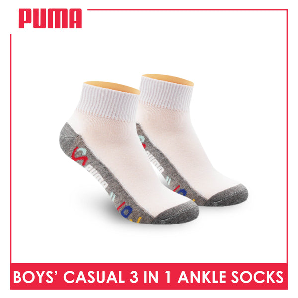 Puma Boys’ Cotton Casual Ankle Socks 3 pairs in a pack PBCKG25