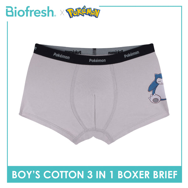 Biofresh | Pokemon Boys’ Antimicrobial Cotton Boxer Brief 3 pieces in a pack PKBBBG533