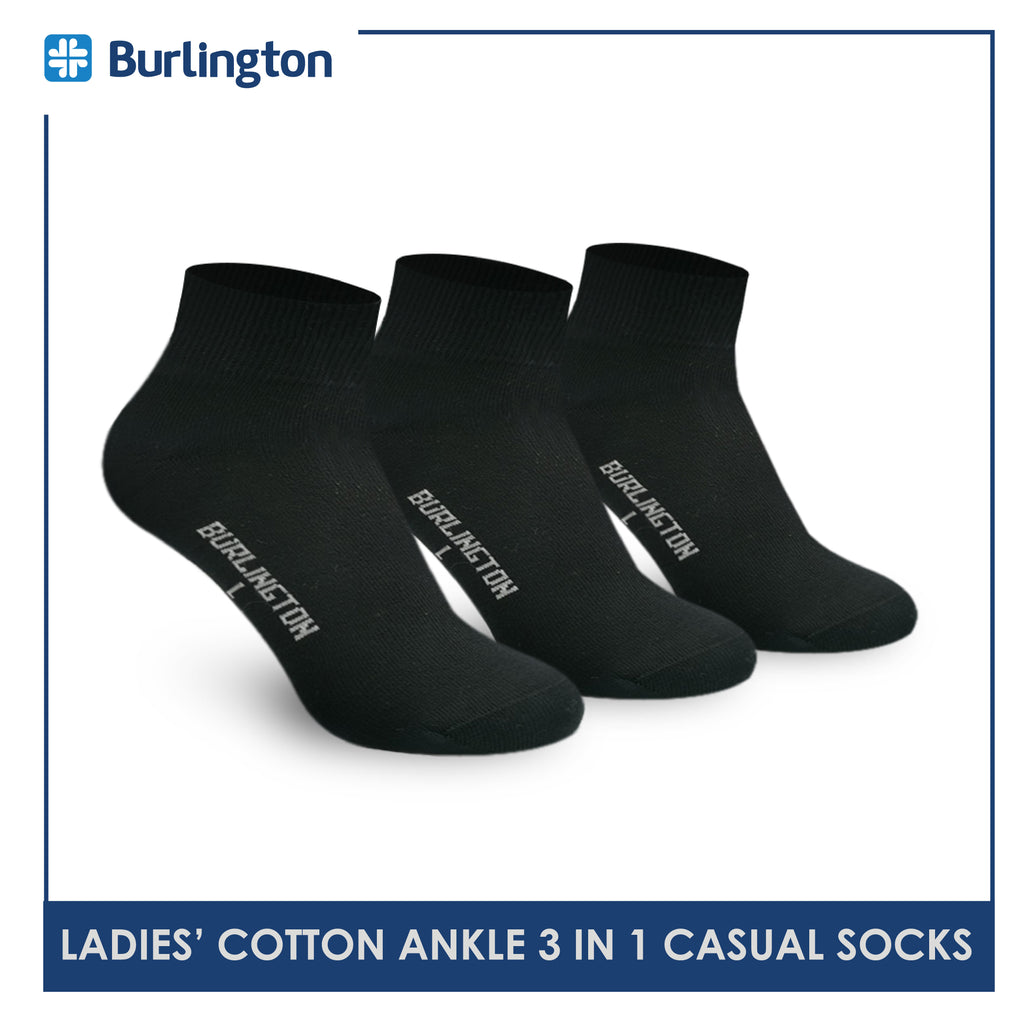 Burlington Ladies' Cotton Ankle Lite Thin Casual Socks 3 pairs in 1 pack 622