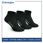 Burlington Ladies' Cotton Ankle Lite Thin Casual Socks 3 pairs in 1 pack 622