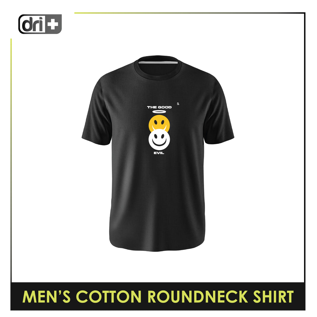 Dri Plus Men’s Anti-Odor Sweat Wicking Cotton The Good Evil Roundneck Shirt 1 piece DUMSRC612
