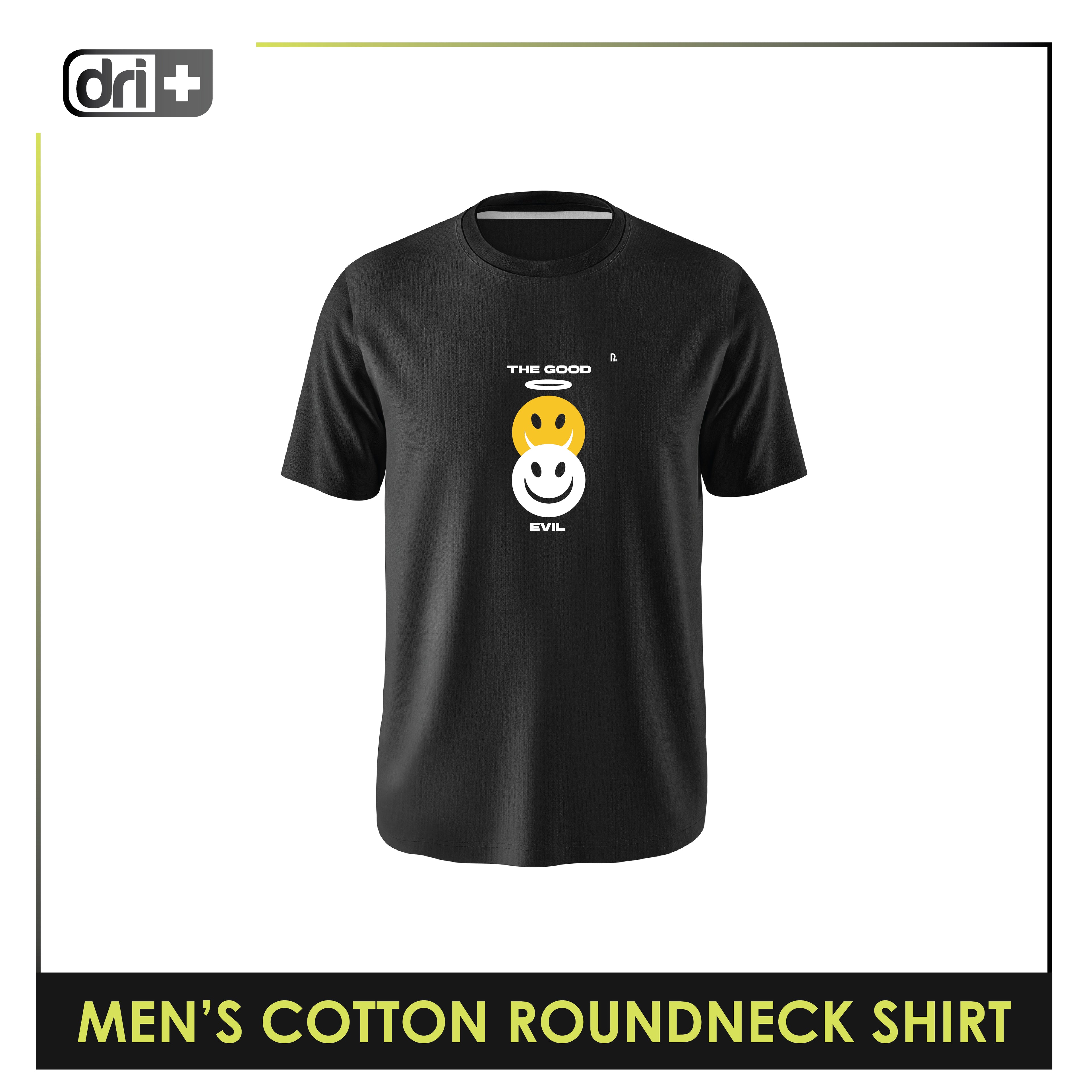Dri Plus Men’s Anti-Odor Sweat Wicking Cotton The Good Evil Roundneck Shirt 1 piece DUMSRC612