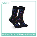 Knit Men's Beach (Black) Cotton Thin Casual Crew Socks 1 pair KMC531