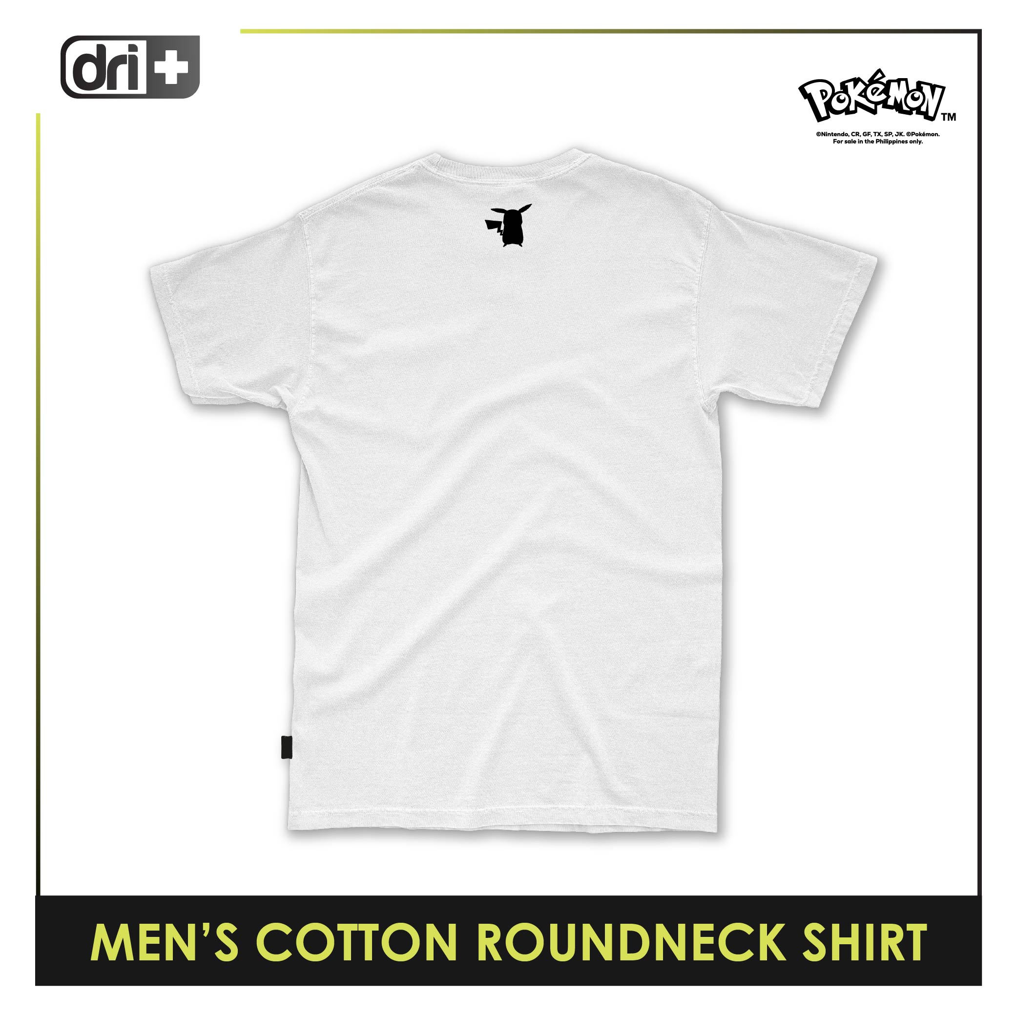 Dri Plus Men’s Pokemon Collection Anti-Odor Sweat Wicking Cotton Roundneck Shirt 1 pc PKDUMSRC532
