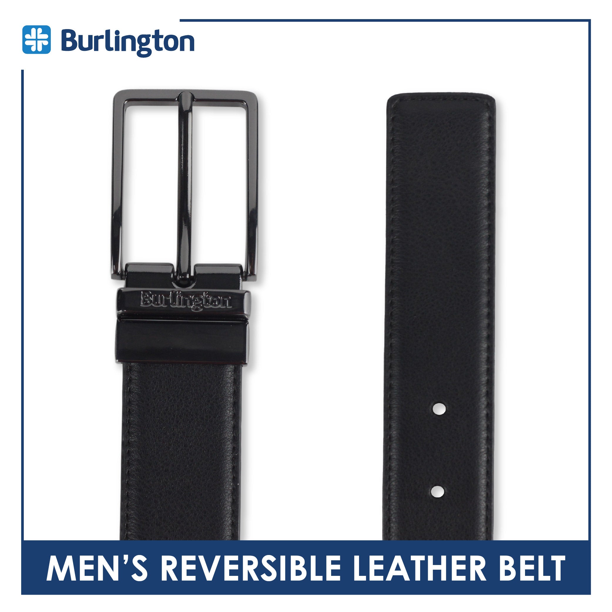 Burlington Men's Reversible Genuine Leather Belt 1 piece JMLR512