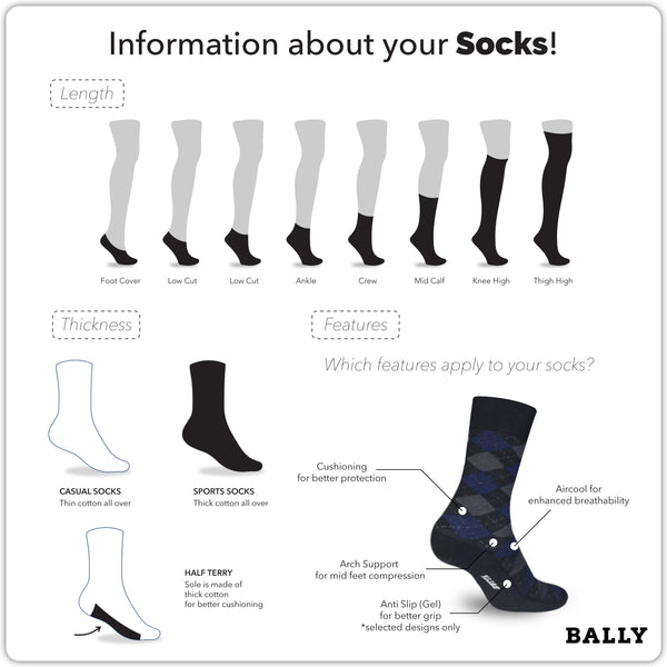 Bally Men's Mercerized Crew Thin Casual Socks 3 pairs in a pack YMMKG7