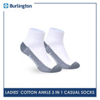 Burlington Ladies' Cotton Thin Casual Socks 3 pairs in a pack 622B