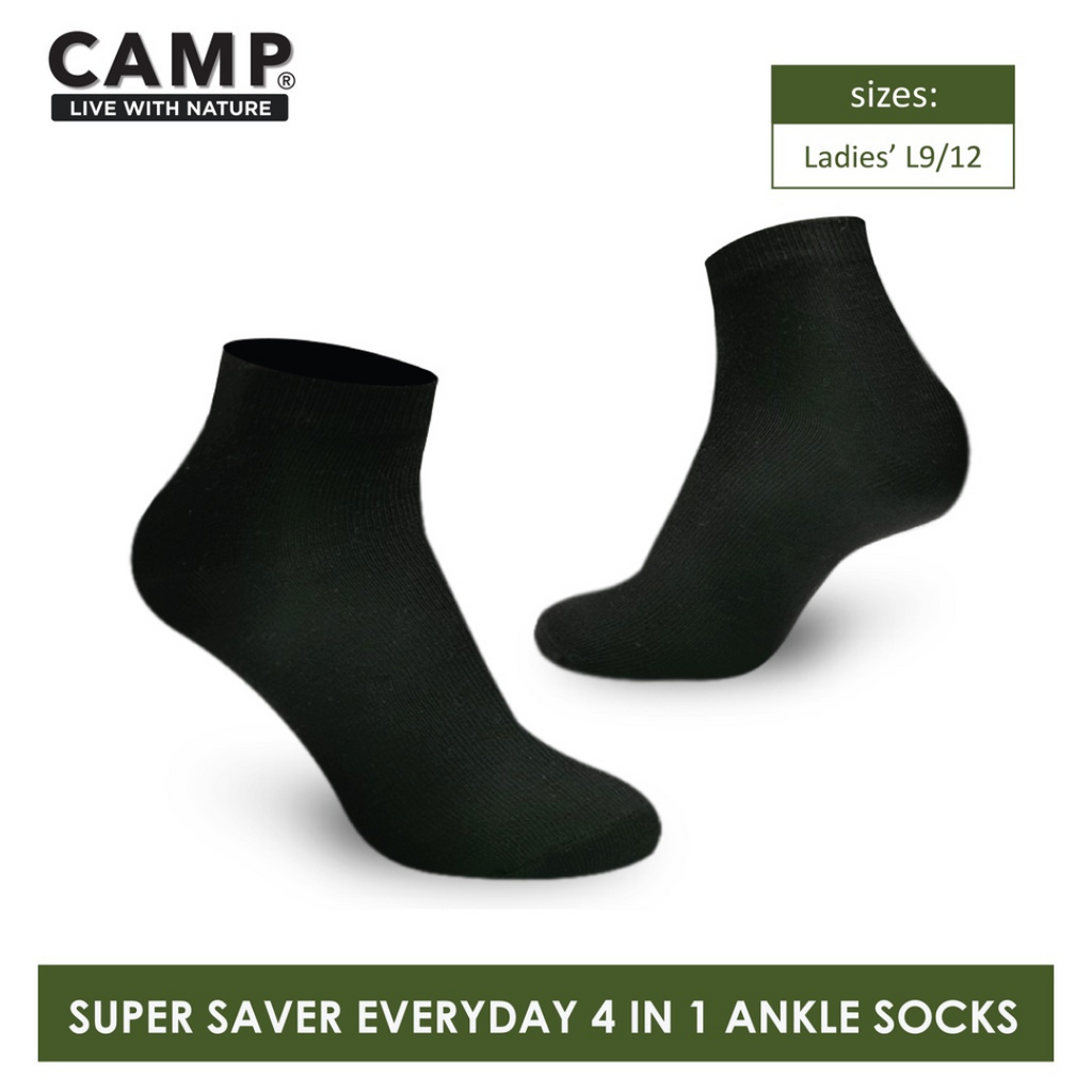 Camp Ladies’ Super Savers Lite Thin Casual Ankle/Low Cut Socks 4 pairs in 1 pack CLC100