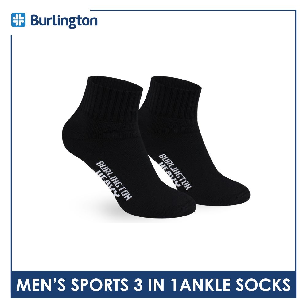 Burlington Men's Thick Sports Heavy Ankle socks 3 pairs in 1 pack 0222H