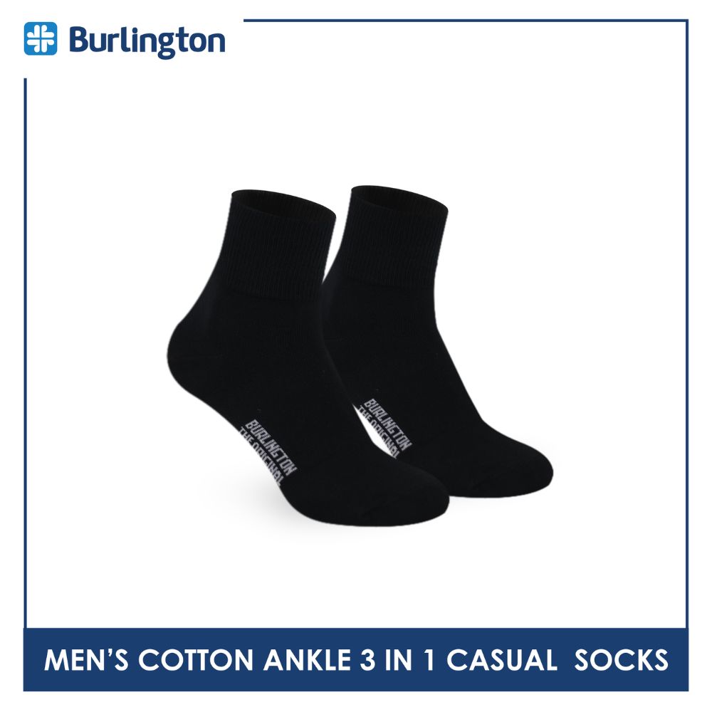 Burlington Men's Cotton Lite Thin Casual Ankle Socks 3 pairs in a pack 142