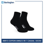 Burlington Men's Cotton Lite Thin Casual Ankle Socks 3 pairs in a pack 142