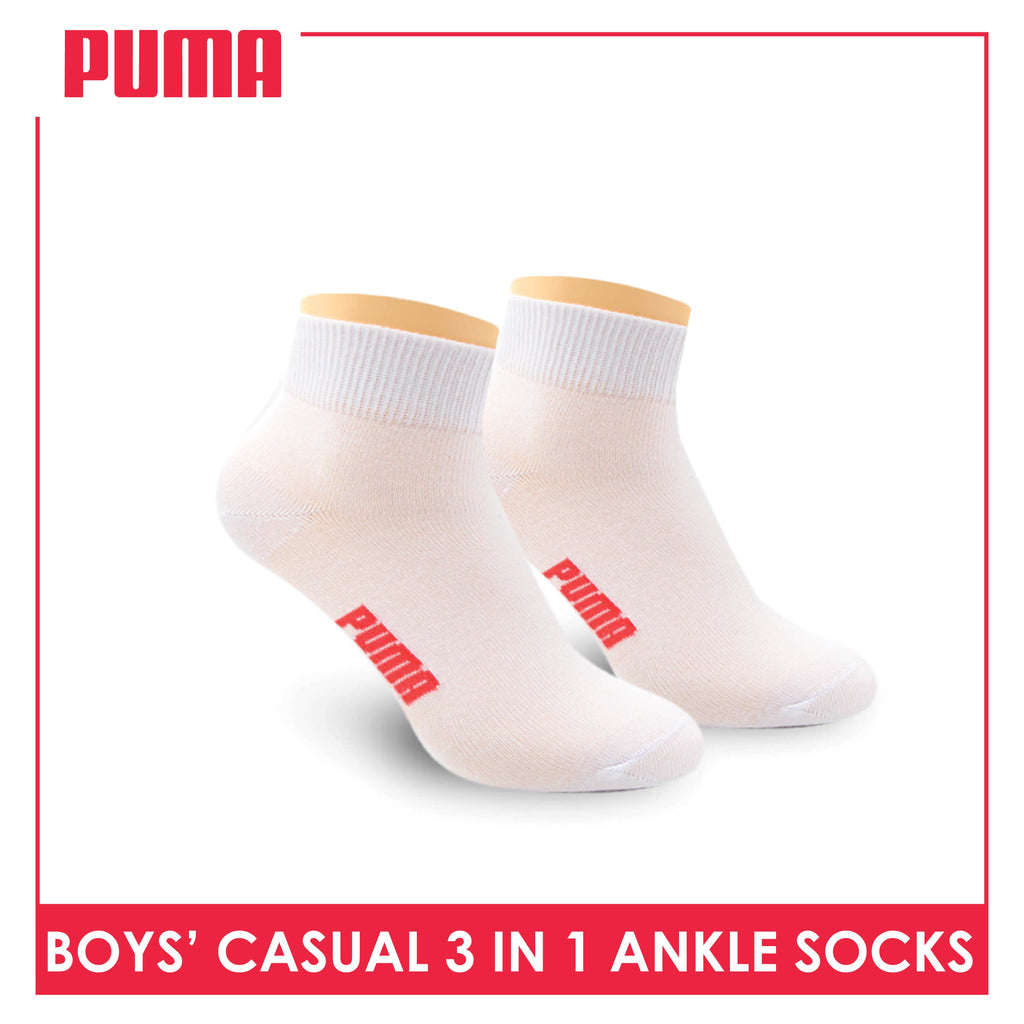 Puma Boys’ Cotton Thin Casual Ankle Socks 3 pairs in a pack PBCKG24