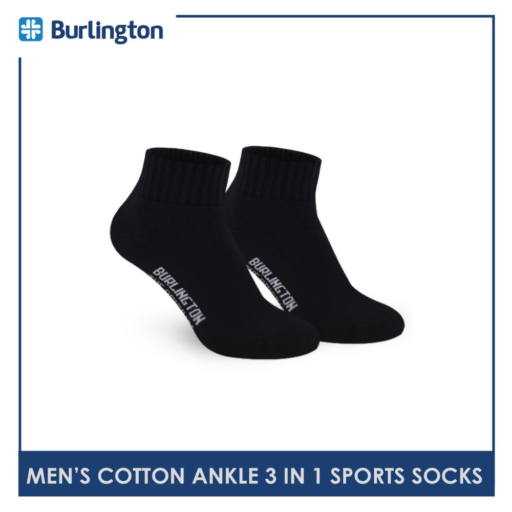 Burlington Men's Cotton Thick Sports Ankle Socks 3 pairs in a pack 0222