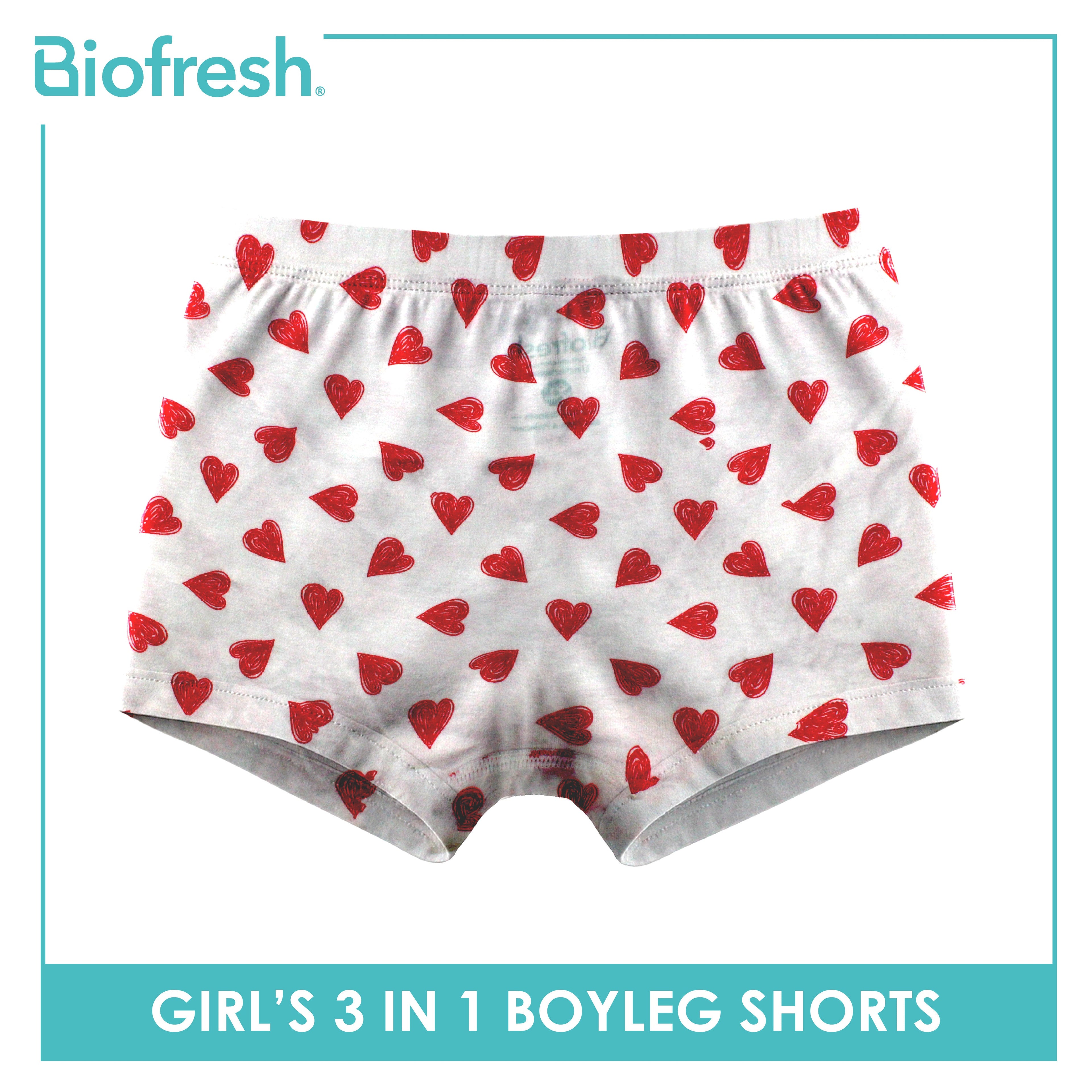 Biofresh Girls’ Antimicrobial Cotton Panty Boyleg Shorts 3 pieces in a pack UGPBG521