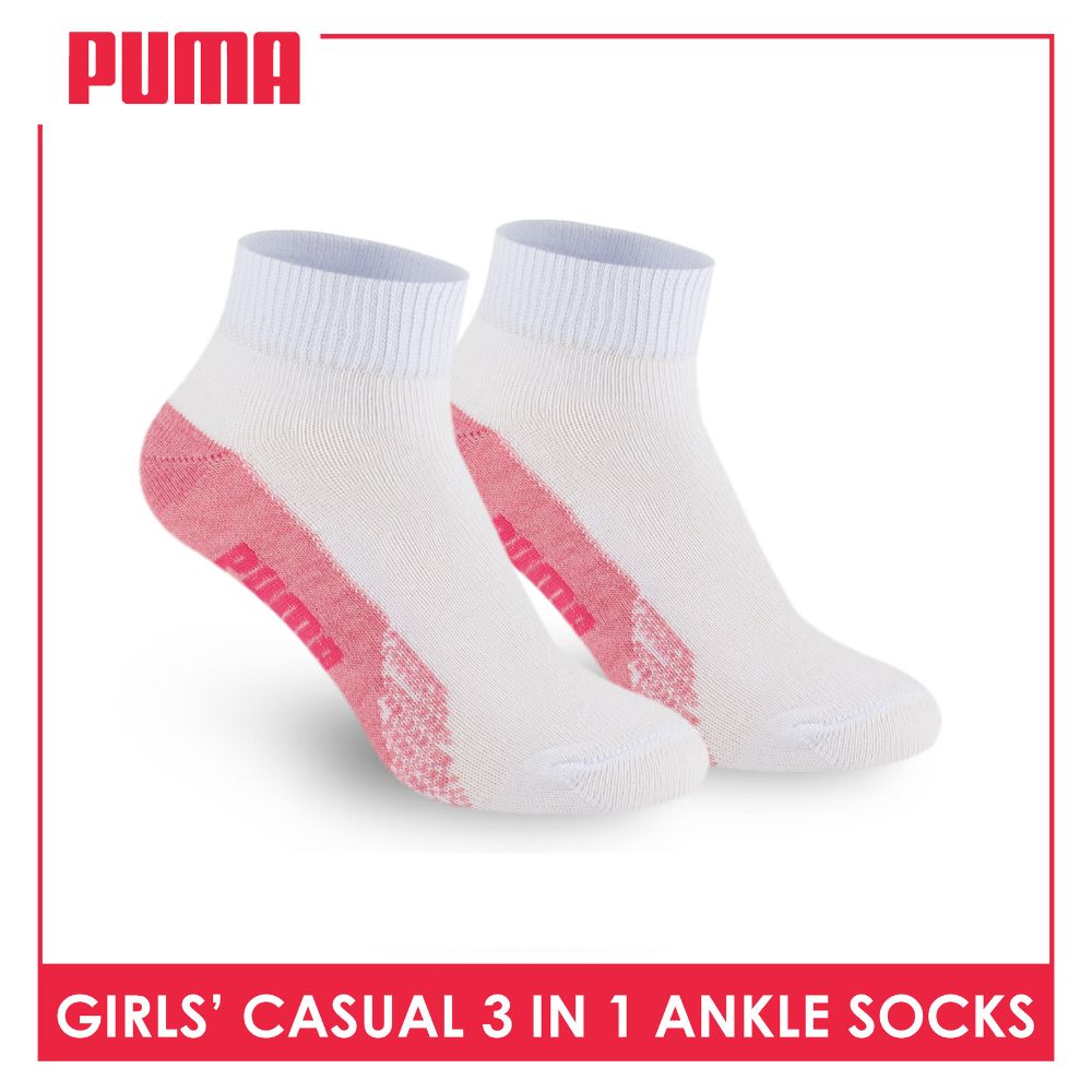 Puma Girls’ Cotton Lite Thin Casual Ankle Socks 3 pairs in a pack PGCKG22