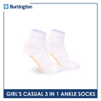 Burlington Girls’ Embossed Cotton Casual Ankle Socks 3 pairs in 1 pack BGCMG2