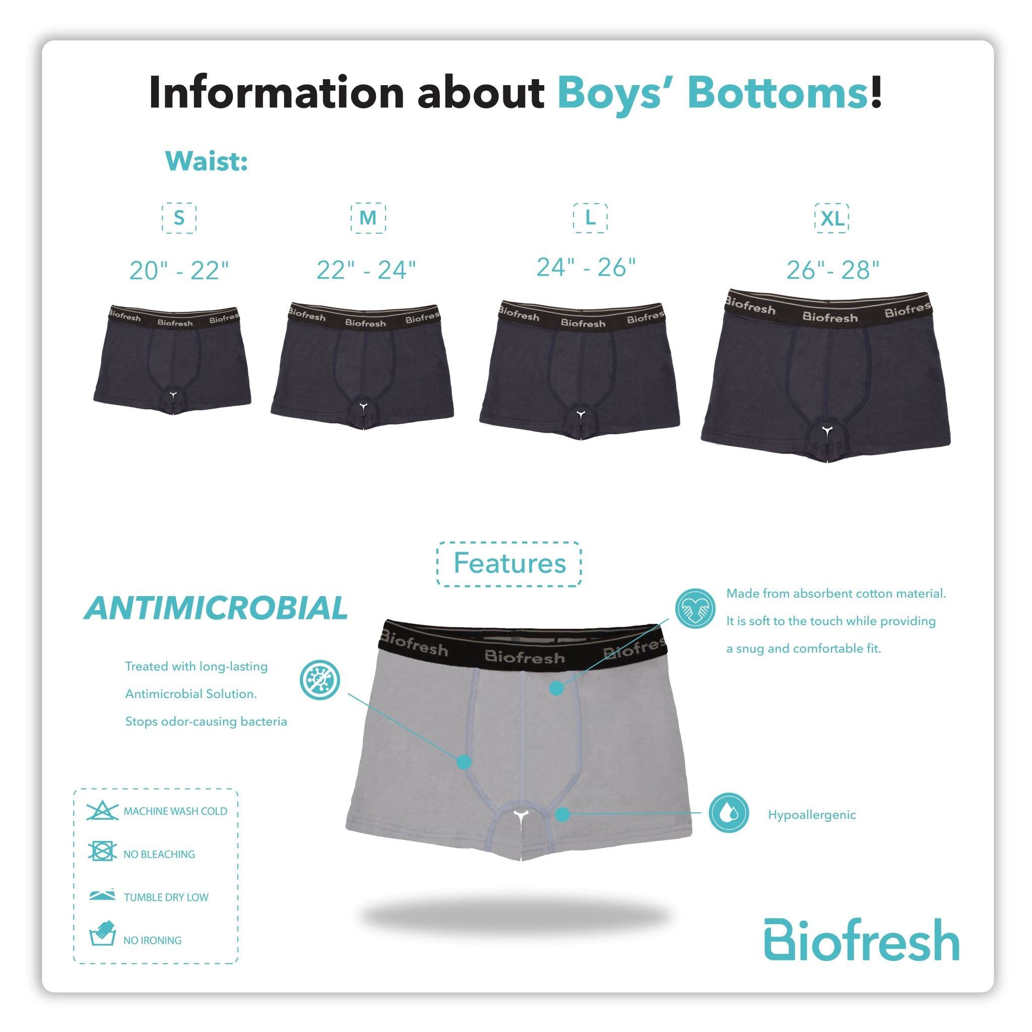 Biofresh | TMNT Boys’ Antimicrobial Cotton Boxer Brief 3 pieces in a pack NTBBBG531