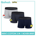 Biofresh | Pokemon Men's Antimicrobial Cotton Boxer Brief 3 pieces in a pack PKMBBG631