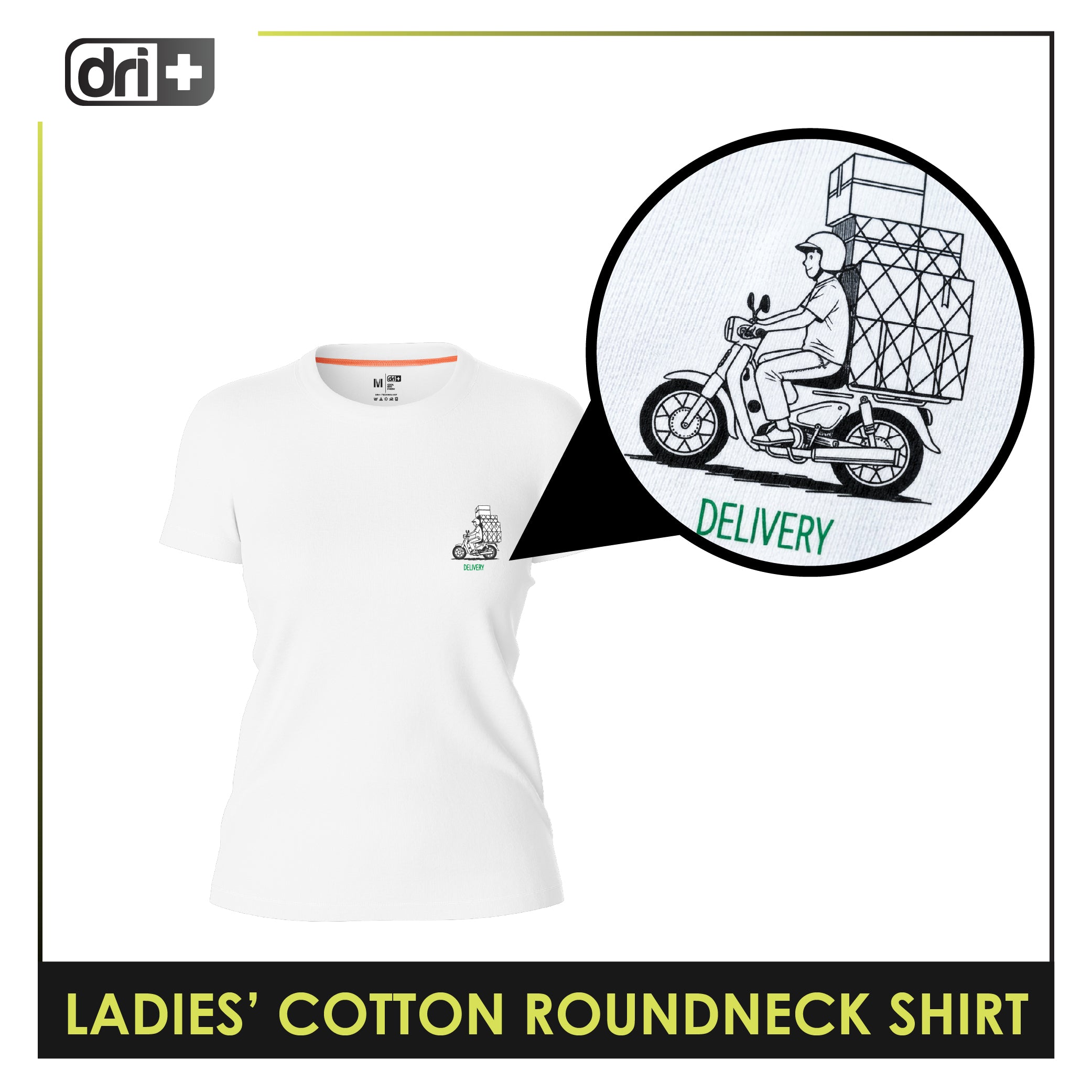 Dri plus Ladies’ Cooltura Anti-Odor Sweat Wicking Cotton Roundneck Shirt Collection 1 pc DULSRC611