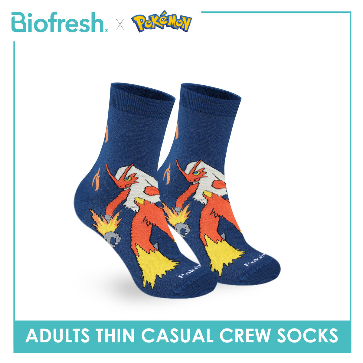 Biofresh | Pokemon Adults Antimicrobial Cotton Thin Casual Crew Socks 1 pair PKRMC631