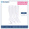 Burlington Girls’ Embossed Cotton Thin Casual Knee High Socks 3 pairs in 1 pack BGKHMG2