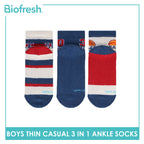 Biofresh Boys’ Cotton Thin Casual Ankle Socks 3 pairs in 1 pack RBCG617