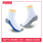 Puma Boys’ Cotton Thick Sports Ankle Socks 3 pairs in a pack PBSKG20