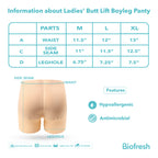 Biofresh Ladies’ Antimicrobial Padded Butt Lift Boyleg Panty 1 piece ULBBL531
