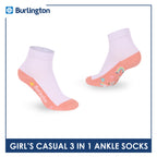 Burlington Girls’ Cotton Casual Ankle Socks 3 pairs in 1 pack BGCKG68
